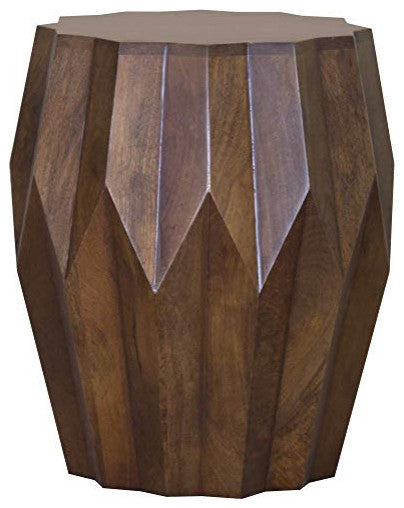 22" Deep Brown And Dark Brown Solid Wood End Table