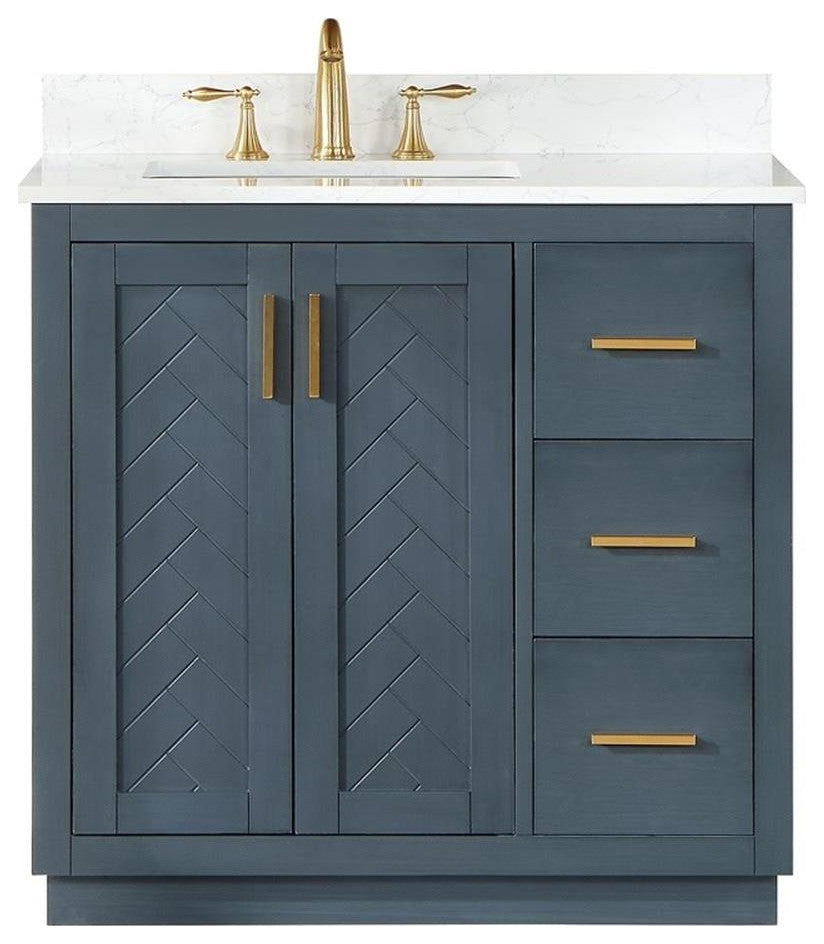 Gazsi 36" Single Bathroom Vanity Set in Charcoal Blue without Mirror
