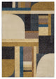 Sadie Deco Inspiration Geometric Gold/Blue Area Rug, Gold/Blue, 6'7"x9'6"