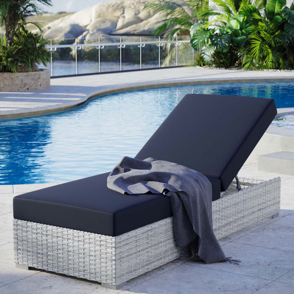 Convene Outdoor Patio Chaise Light Gray Navy