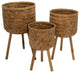 3-Piece Set Bamboo Planters Brown