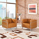 Modern Contemporary Living Room Leather Armchairs Set of 2 Tan