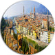 Florence Panoramic View, Cityscape Photo Round Metal Wall Art, 38"