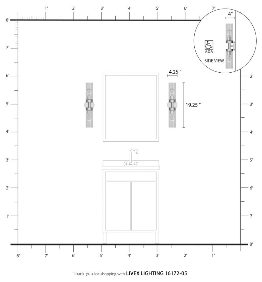 Ludlow 2 Light Polished Chrome ADA Vanity Sconce