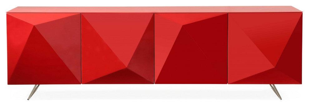 HomeRoots 94" X 18" X 29" Red Metal Buffet