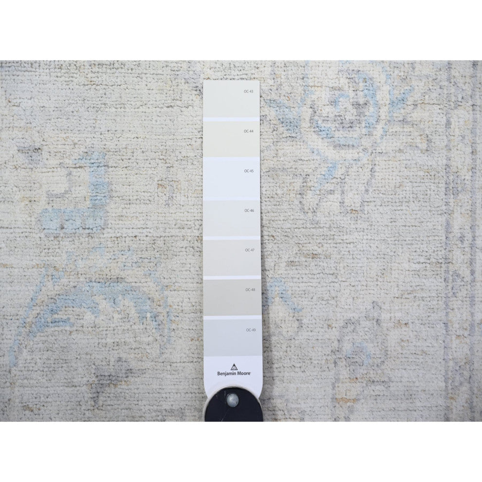 Gray Goose Washed Out Peshawar Wool Hand Knotted Oriental Rug, 2'6"x12'2"