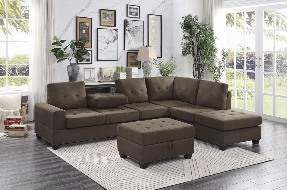 Hedera Sectional Collection, Chocolate color, 2-Piece Set Sectional Sofa