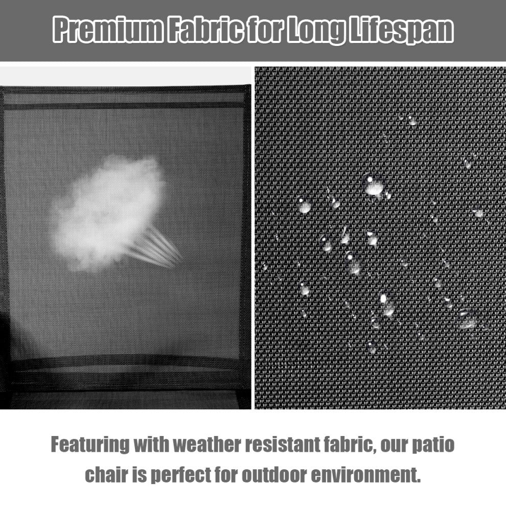 2PCS Patio Chairs Outdoor Dining Chair, Durable Garden Deck Yard with Armrest Black