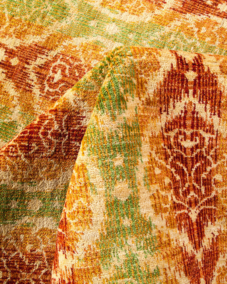 Suzani, One-of-a-Kind Hand-Knotted Area Rug Yellow, 6'2"x8'6"