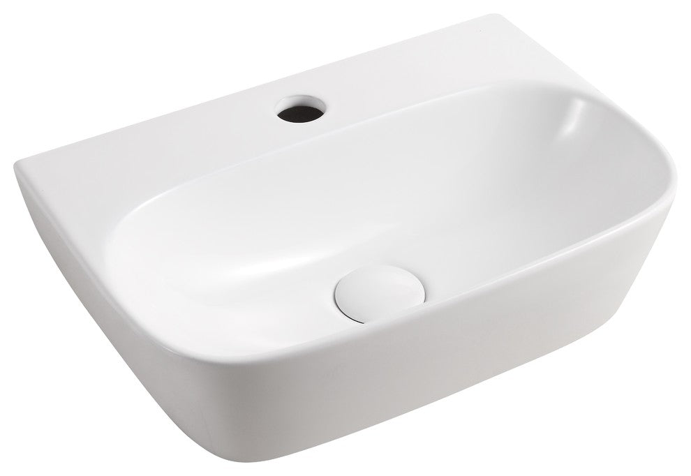 ELANTI EC1804 Porcelain Wall-Mounted Bathroom Sink, White