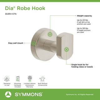 Dia Robe Hook, Satin Nickel