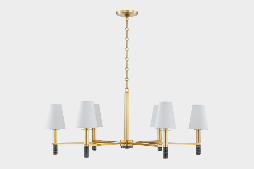 Montreal 40" Wide 6-Light Aged Brass Chandelier