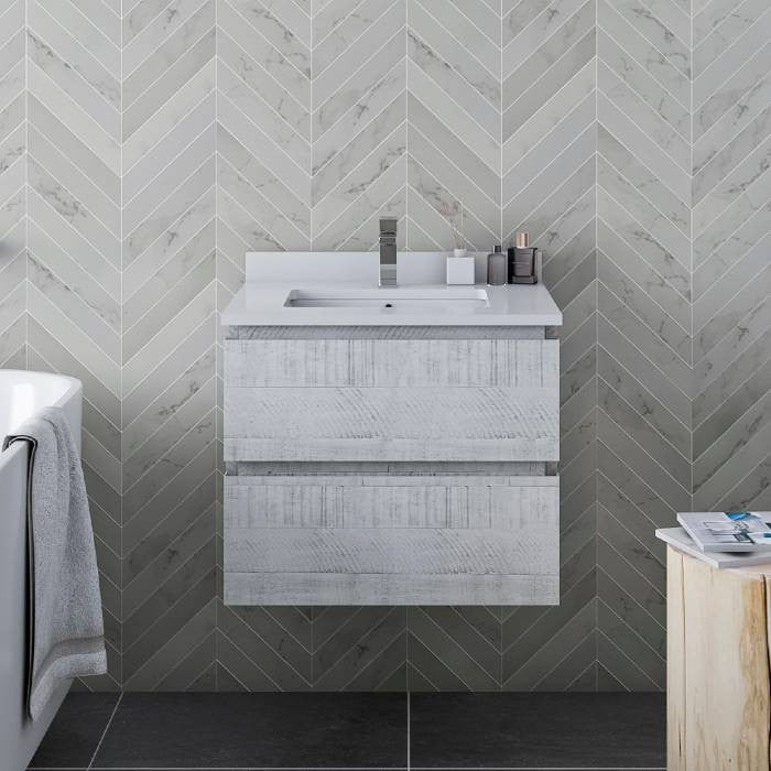 Fresca Formosa Modern 23" Rustic White Wall Hung Bathroom Cabinet