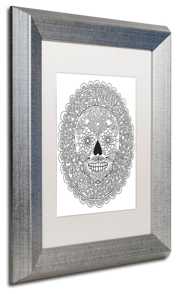 Hello Angel ''Candy Skull'' Art, Silver Frame, White Mat, 14x11