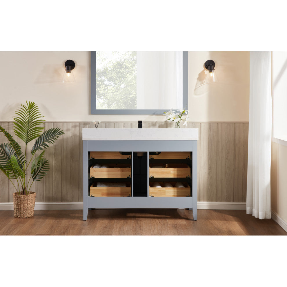 Legion Furniture WS2518 Series Bathroom Sink Vanity, Cadet, 48", Artificial Stone Top, Single Sink