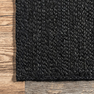 Nuloom Rigo Hand Woven Farmhouse Jute Area Rug, Black 2'6"x10'