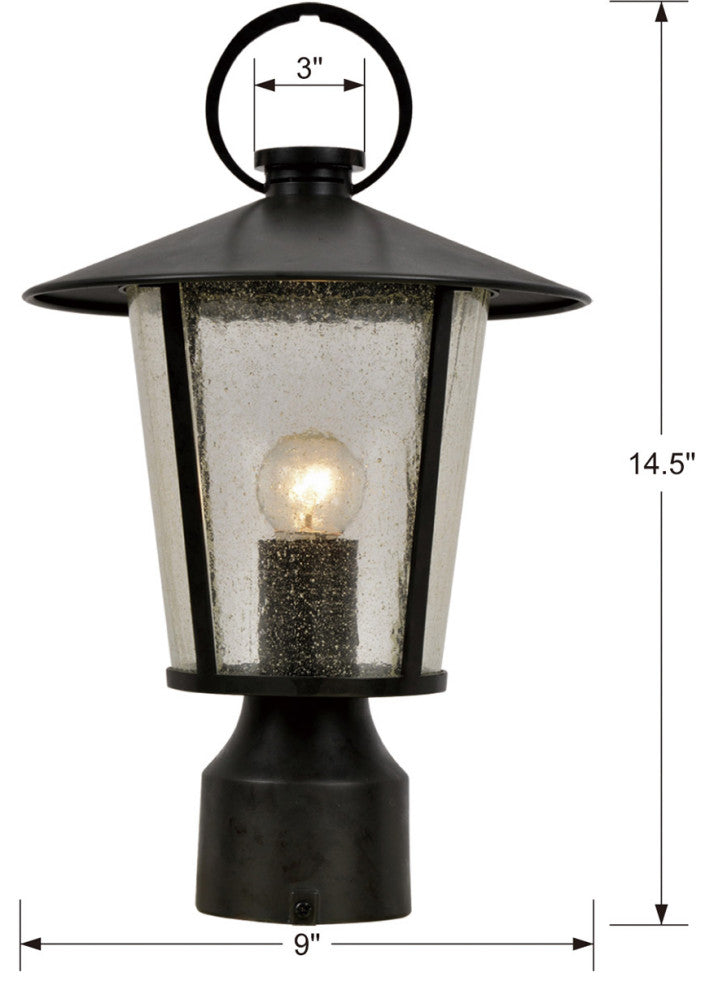 Crystorama AND-9207-SD-MK, 1-Light Outdoor Lantern Post, Matte Black