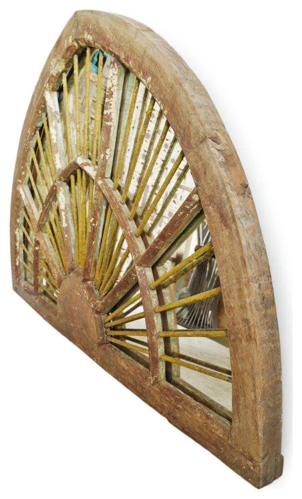 Consigned Wood & Iron Window Transom Mirror