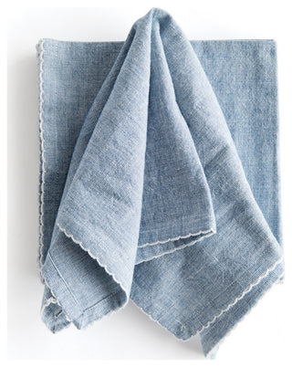 Blue Napkin Sets, Scalloped