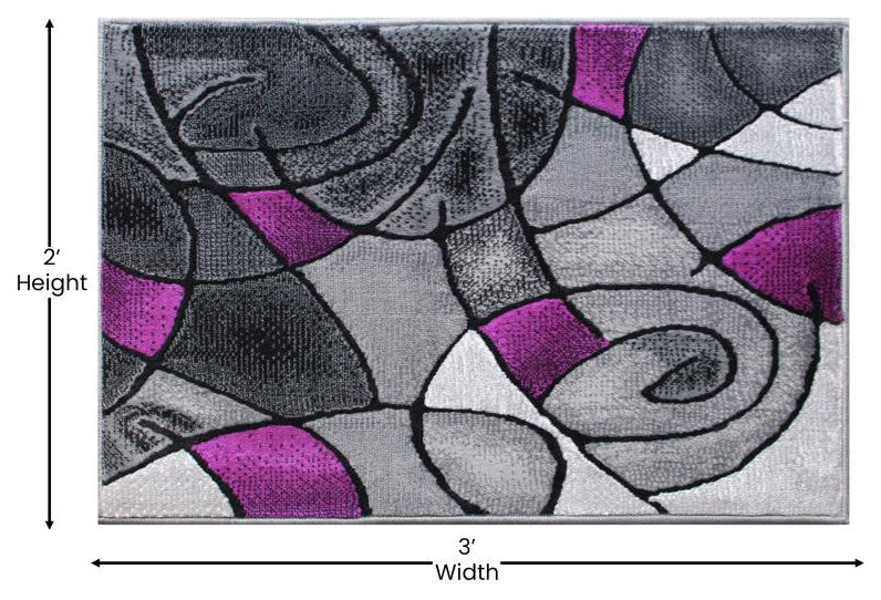 Jubilee Collection Modern Abstract Pattern Area Rug, Purple, 2' X 3'