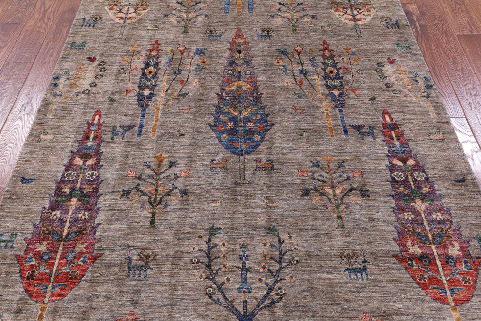 5' 8" X 8' 2" Tribal Persian Gabbeh Handmade Wool Rug Q9761