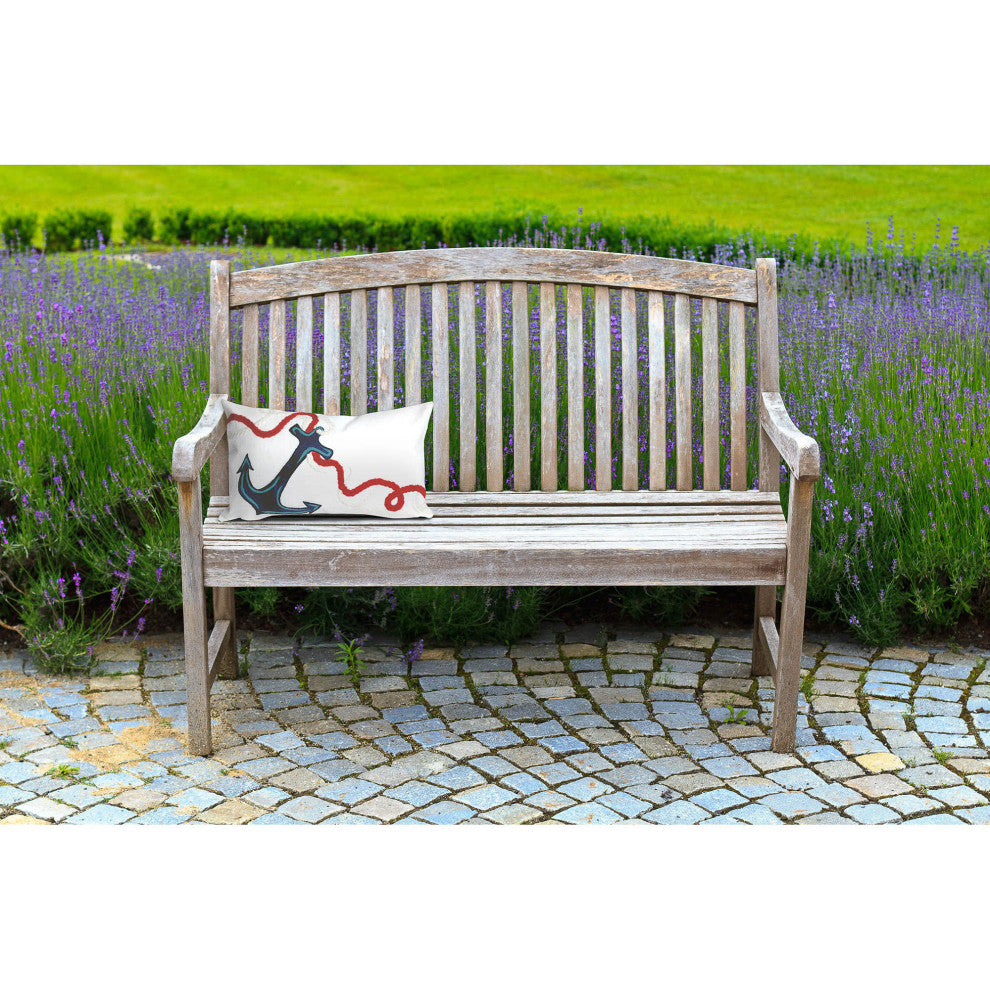 Visions I Anchor Indoor/Outdoor Pillow, White, 12"x20"