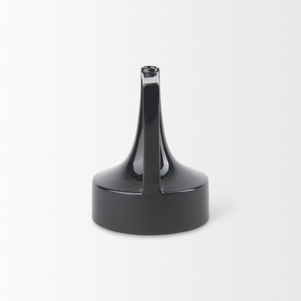 Burton 8.3H Small Glossy Black Ceramic Jug Vase