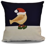 Merry Christmas Bird Pillow, Gold, 16"x16"