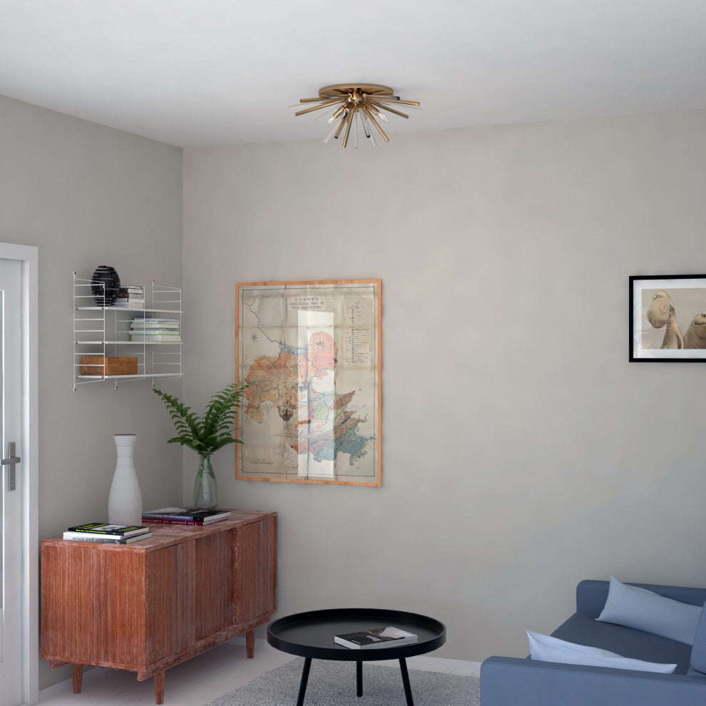 Aria 22.5" 4 Light Flush Mount Natural Brass