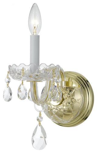 Crystorama 1031PBCLMWP One Light Wall Mount Traditional Crystal Brass
