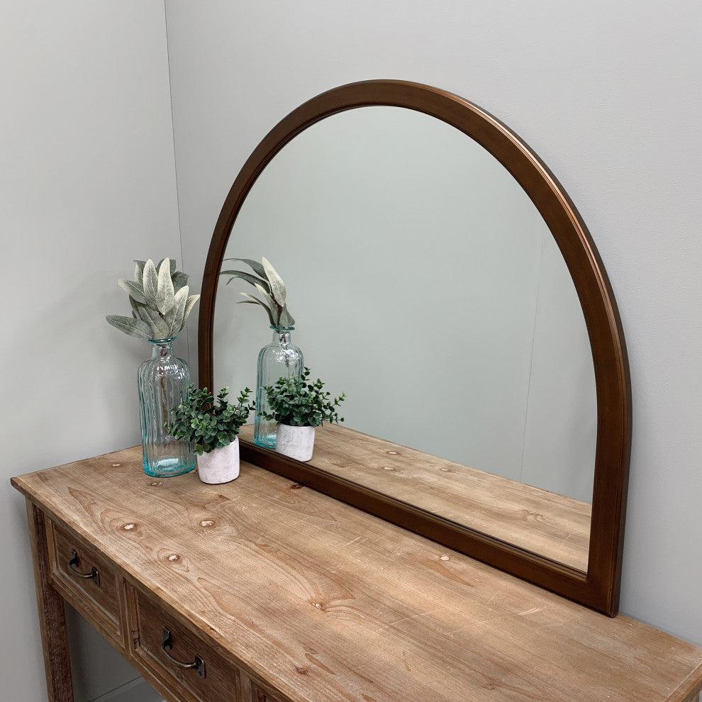 Pescara Framed Mantel Mirror, Crescent Cathedral, 38.4"x27.4", Autumn Bronze