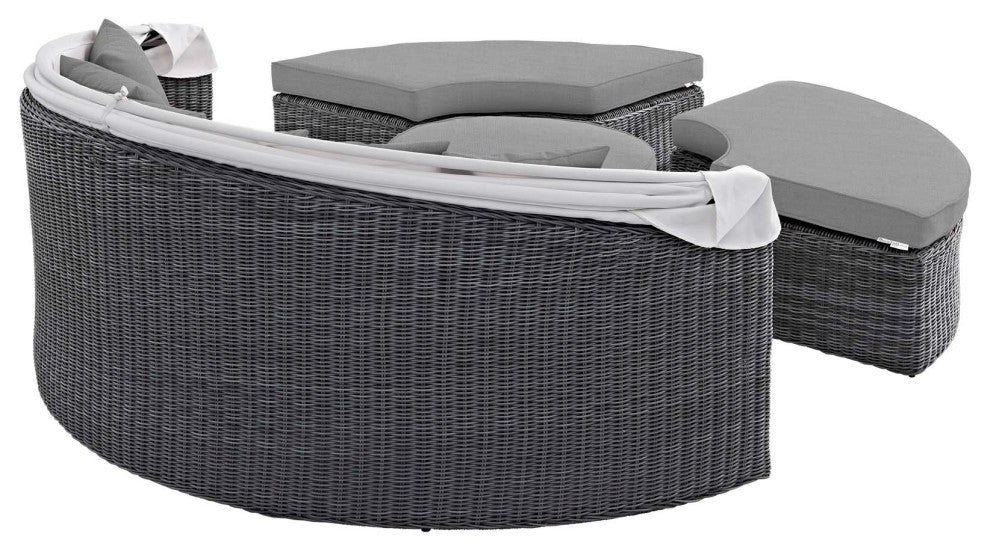 Summon Canopy Outdoor Patio Sunbrella Daybed, Gray