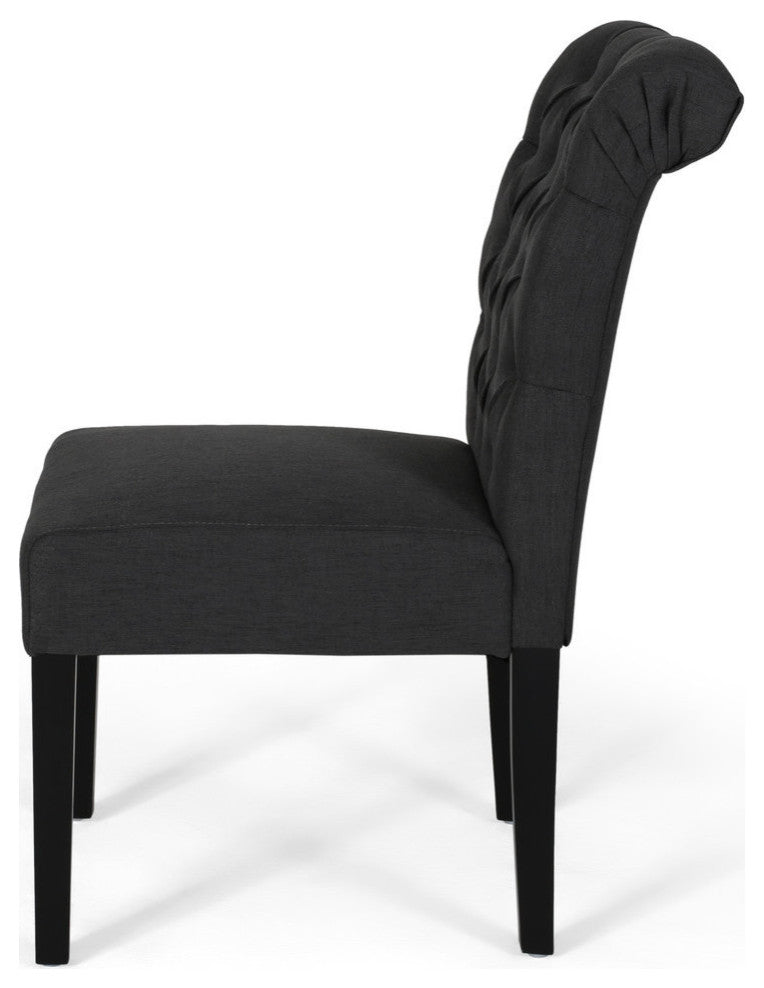 Emerson Tufted Dining Chairs, Set of 2, Dark Gray, Fabric