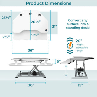 VersaDeskÂ® PowerProÂ® Corner Electric Standing Desk Converter with USB Charging, White