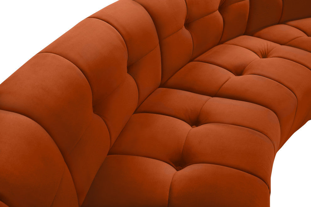Limitless Velvet Upholstered 9-Piece Modular Sectional, Cognac