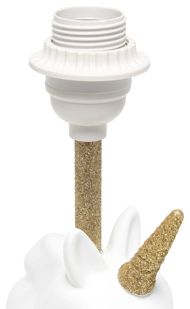 Simple Designs Sparkling Gold and White Unicorn Table Lamp