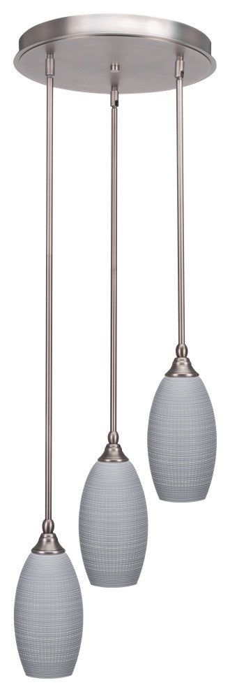 Empire 3-Light Cluster Pendalier, Brushed Nickel/Gray Matrix