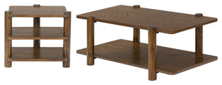 Safavieh Couture Edisyn 2 Shelf Wood Coffee Table, Medium Oak