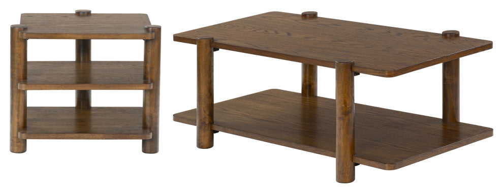 Safavieh Couture Edisyn 2 Shelf Wood Coffee Table, Medium Oak