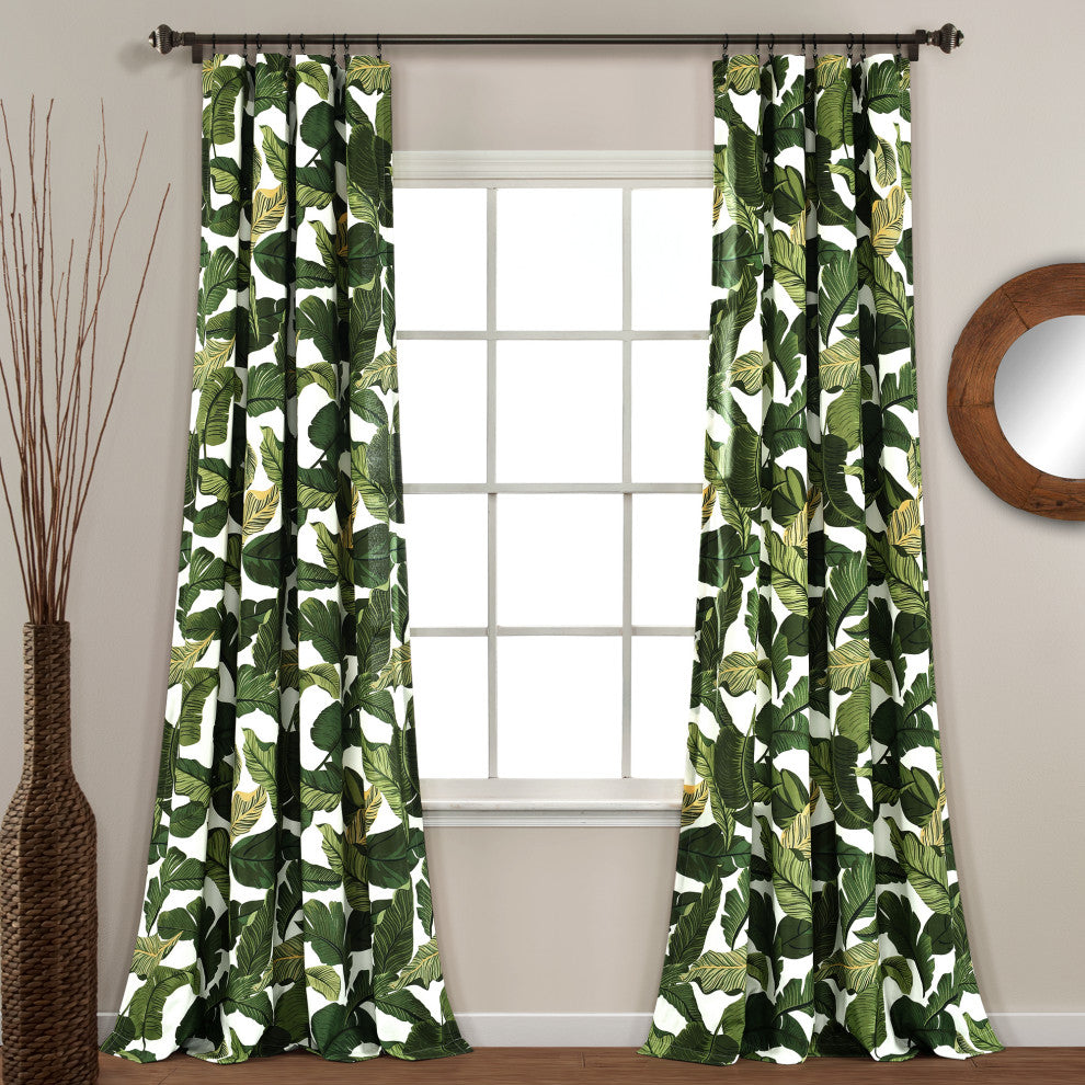 Tropical Paradise Window Panel Set, Green, 84"x52"
