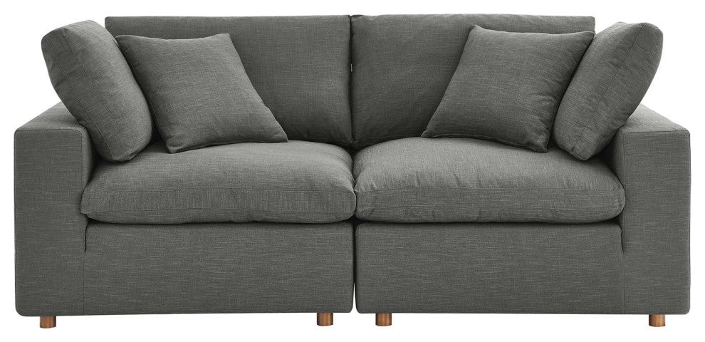 Gray Commix Down Filled Overstuffed 2 Piece Sectional Sofa Set