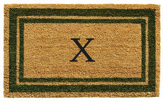 Sage Green Border 24"x36" Monogram Doormat, Letter X