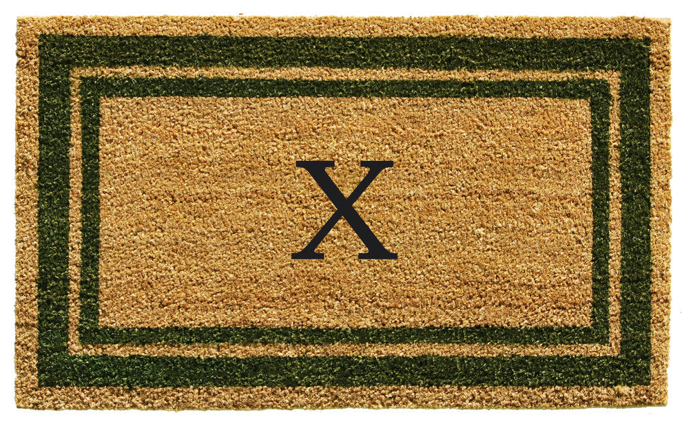 Sage Green Border 24"x36" Monogram Doormat, Letter X