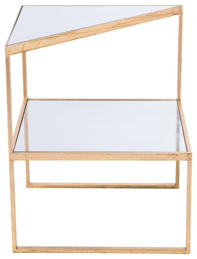 Planes Side Table Gold & Mirror