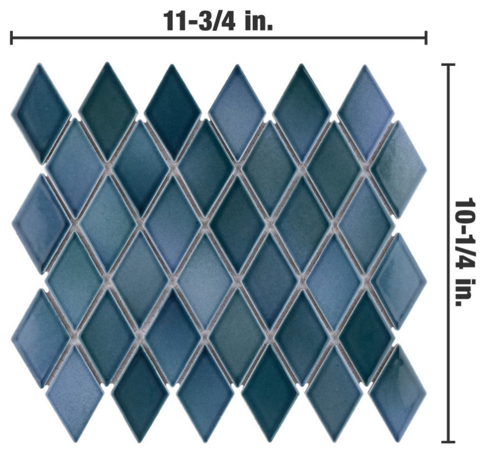 Hudson Kite Porcelain Mosaic Floor and Wall Tile, Aquamarine