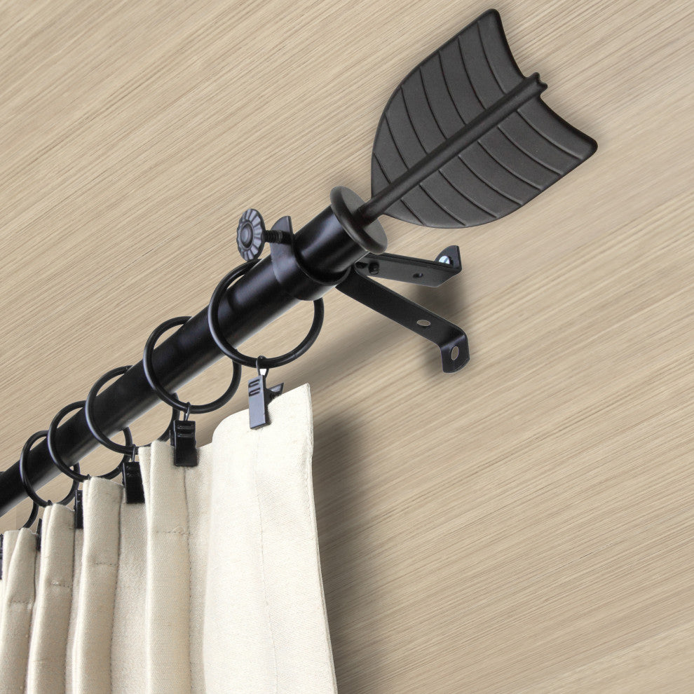 William 13/16" Diameter Curtain Rod, Black, 18-28"