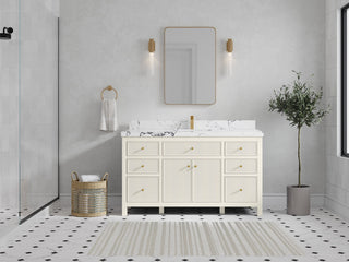 Sonoma 60" Single Sink Bath Vanity in Alabaster, 2" Viola Night
