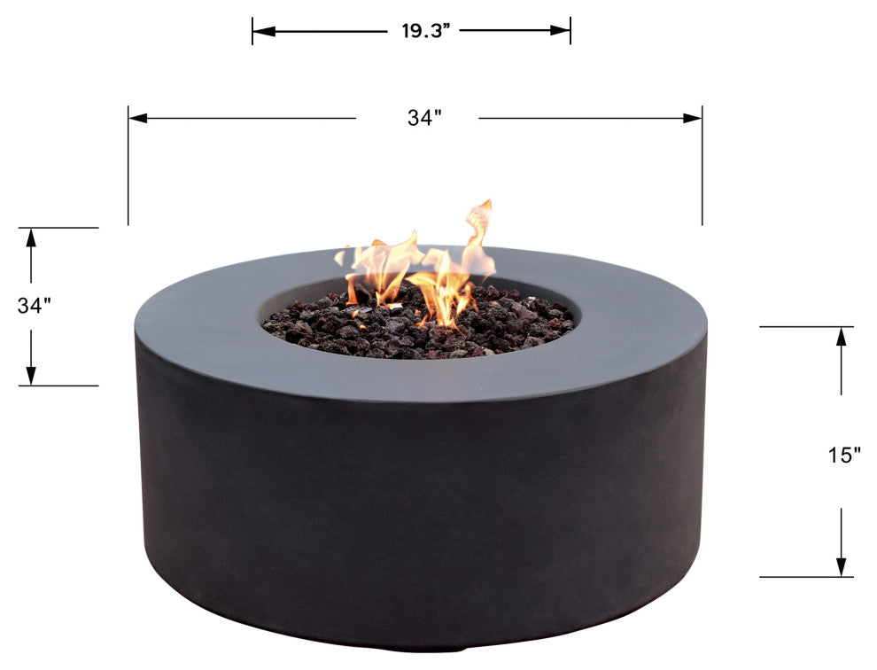 Venice 34" Concrete Fire Table (Liquid Propane)