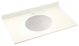 Swan Ellipse Solid Surface Bathroom Vanity Top, Tahiti Ivory