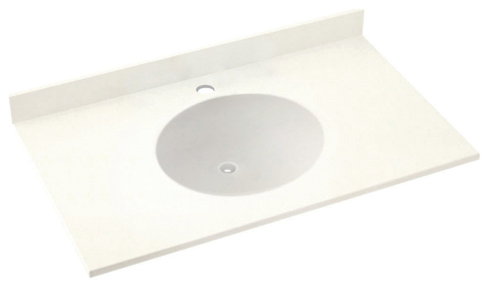 Swan Ellipse Solid Surface Bathroom Vanity Top, Tahiti Ivory